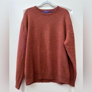 Alan Flusser Pure Cashmere Crewneck Pullover Sweater. Brown Heathered. Luxury.